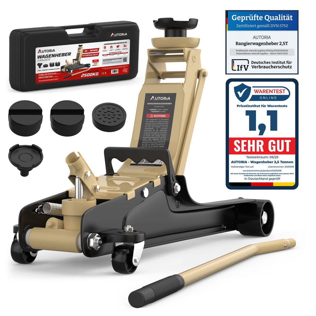 AUTORIA Wagenheber 2.5T hydraulisch & flach - Beige