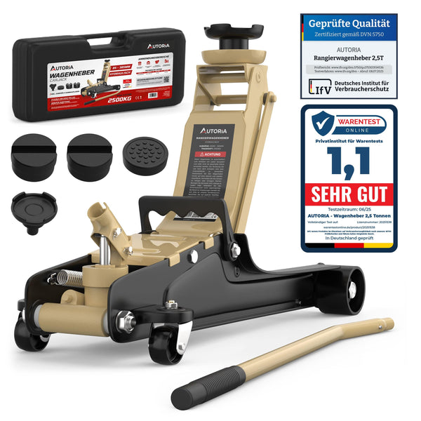 AUTORIA Wagenheber 2.5T hydraulisch & flach - Beige