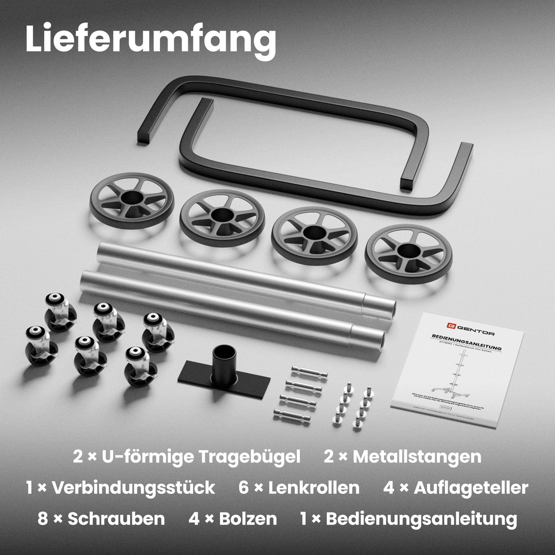 Wagenheber.de Felgenbaum XL fahrbar – Reifenständer für 4 Reifen bis 295 mm (16–24 Zoll) mit Rollen & Reifenmarkierer, belastbar bis 150 kg