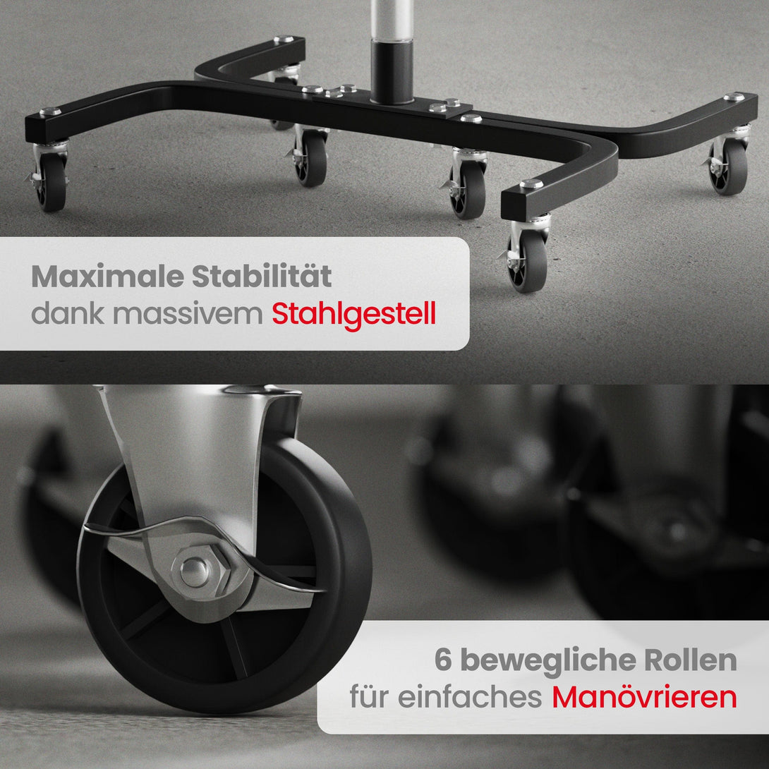 Wagenheber.de Felgenbaum XL fahrbar – Reifenständer für 4 Reifen bis 295 mm (16–24 Zoll) mit Rollen & Reifenmarkierer, belastbar bis 150 kg