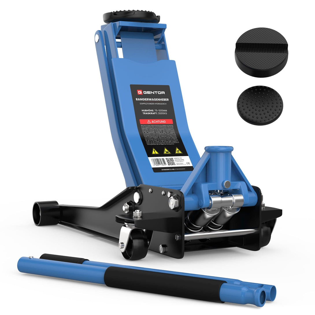 GENTOR Wagenheber 3T hydraulisch & flach - Hellblau