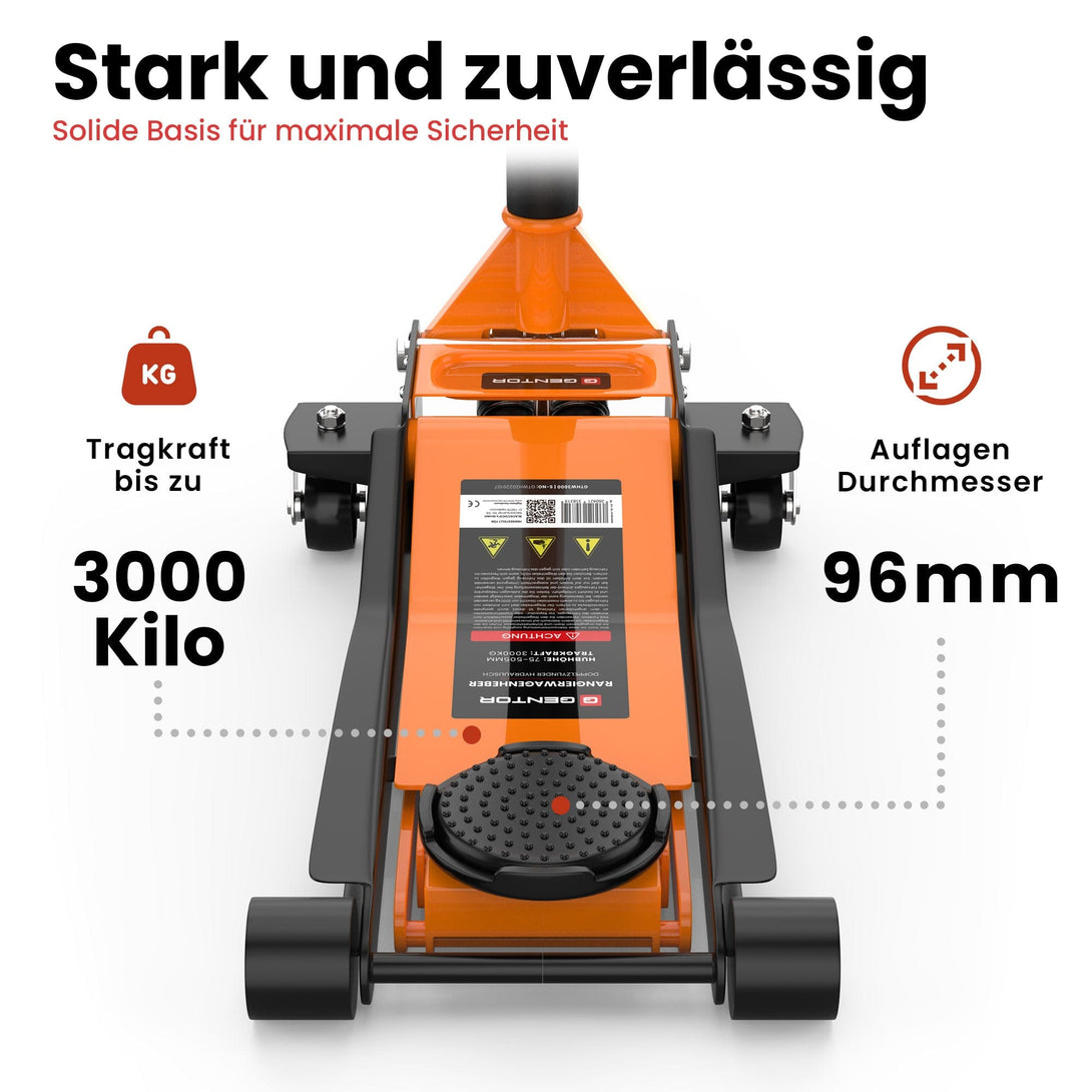 GENTOR Wagenheber 3T hydraulisch & flach - Orange