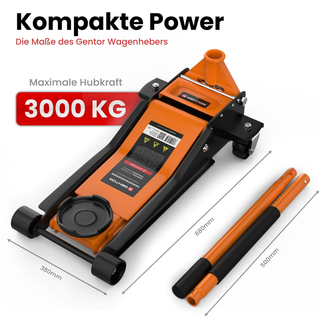 GENTOR Wagenheber 3T hydraulisch & flach - Orange