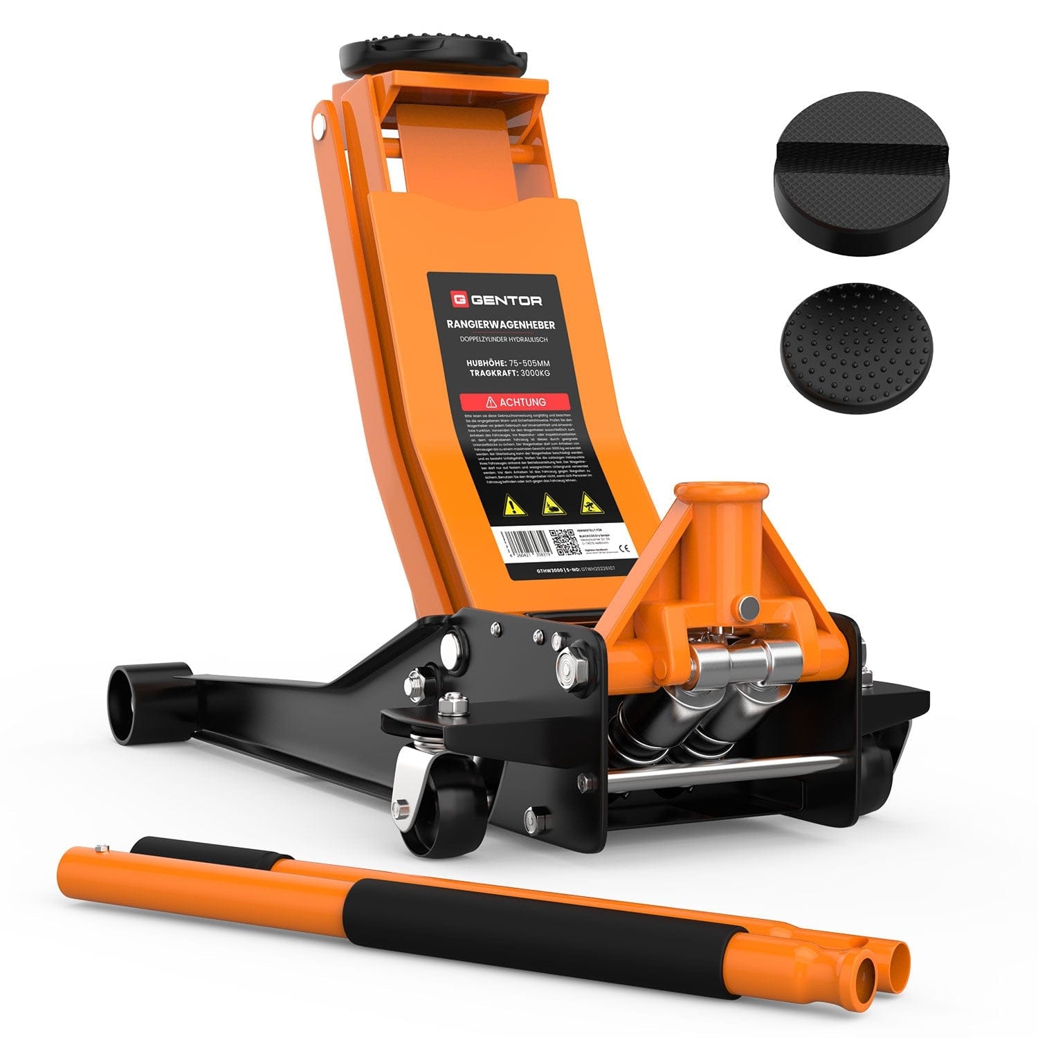 GENTOR Wagenheber 3T hydraulisch & flach - Orange