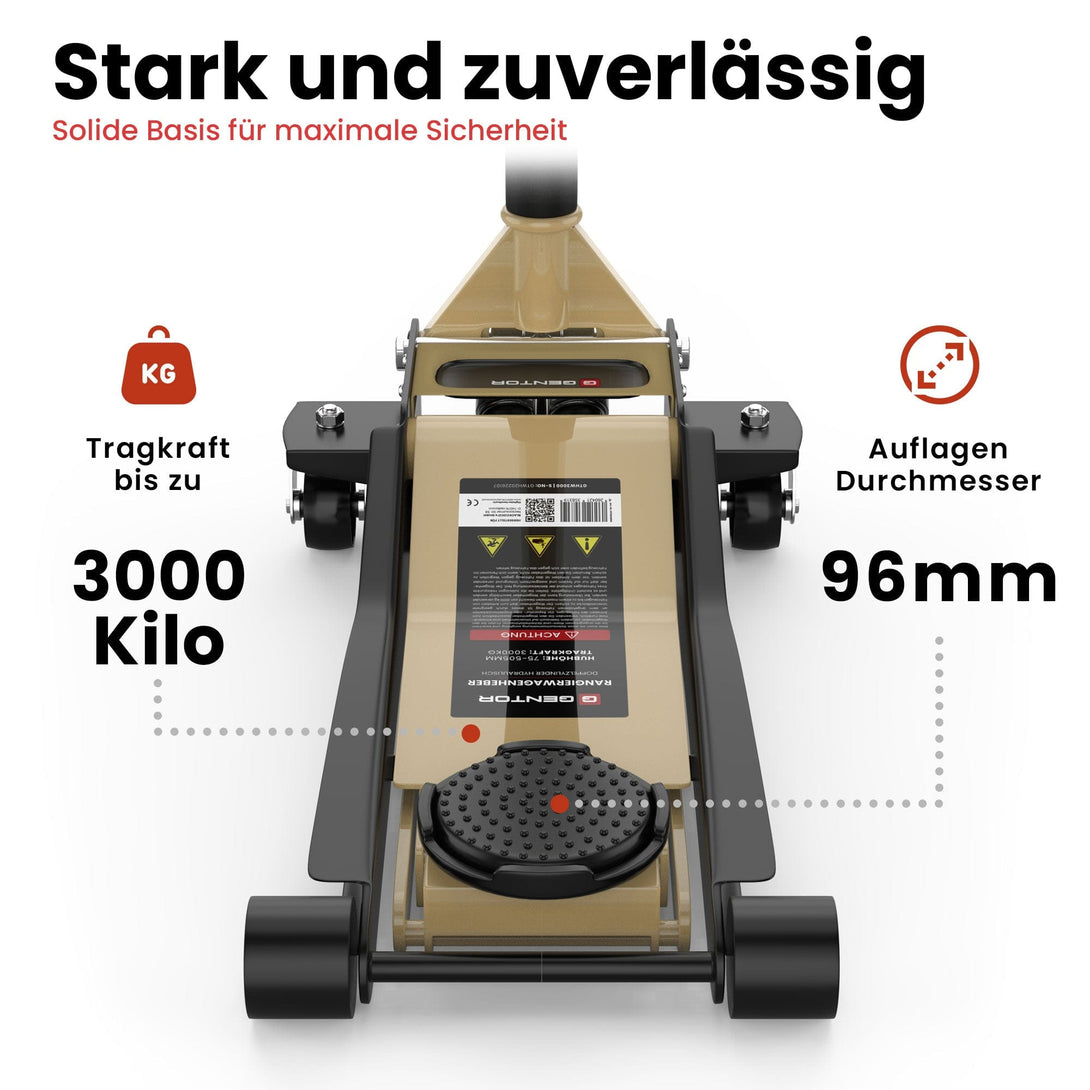 GENTOR Wagenheber 3T hydraulisch & flach - Beige