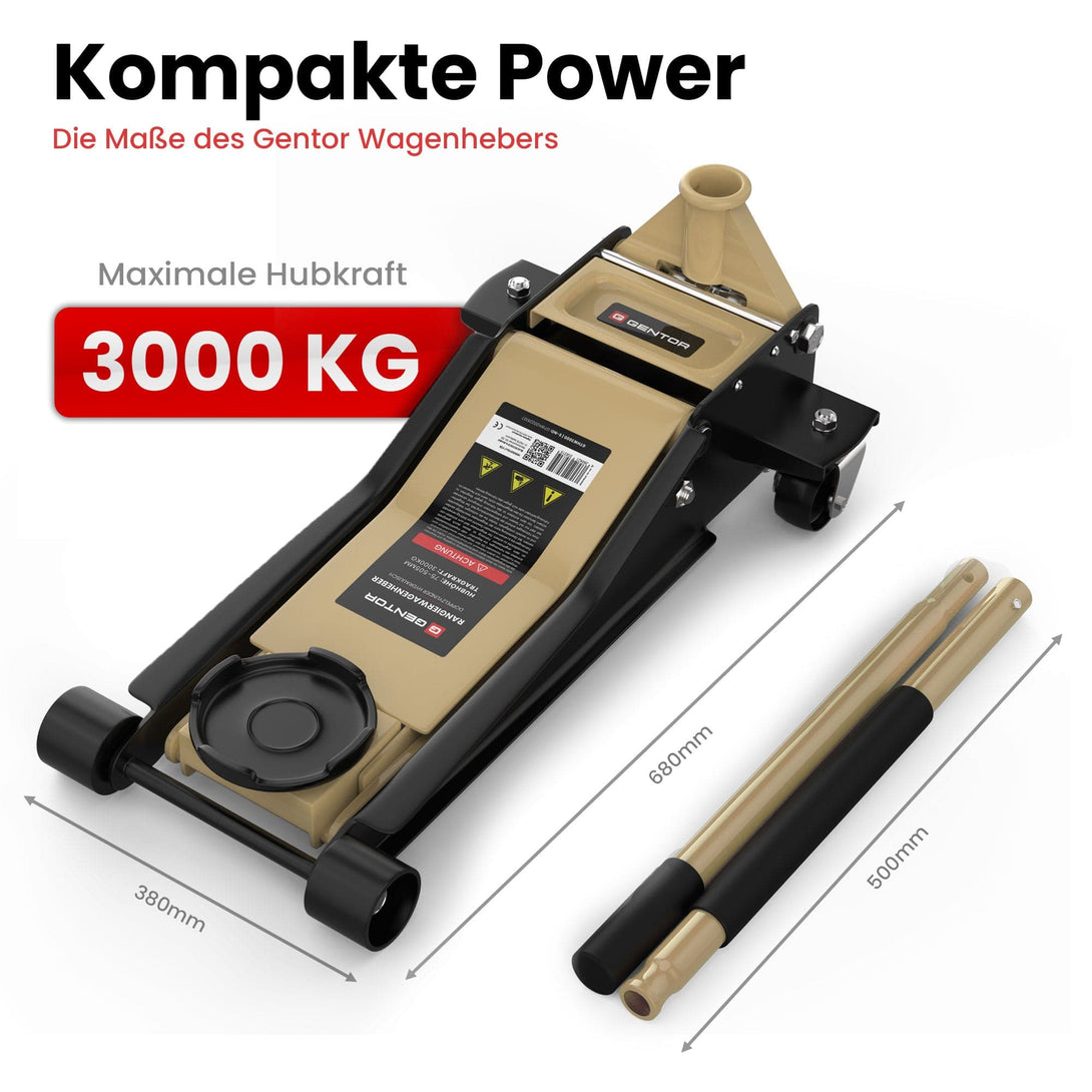 GENTOR Wagenheber 3T hydraulisch & flach - Beige