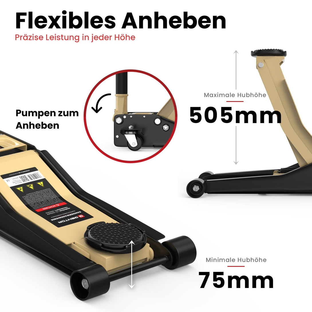 GENTOR Wagenheber 3T hydraulisch & flach - Beige