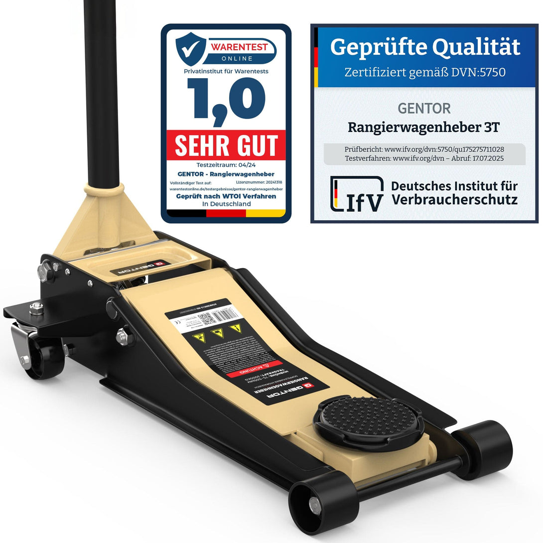 GENTOR Wagenheber 3T hydraulisch & flach - Beige